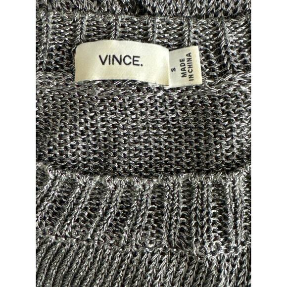 Vince. Pewter Gray Metallic Knit Long Sleeve Sweater Slouchy Pullover Sweater S - Picture 9 of 9